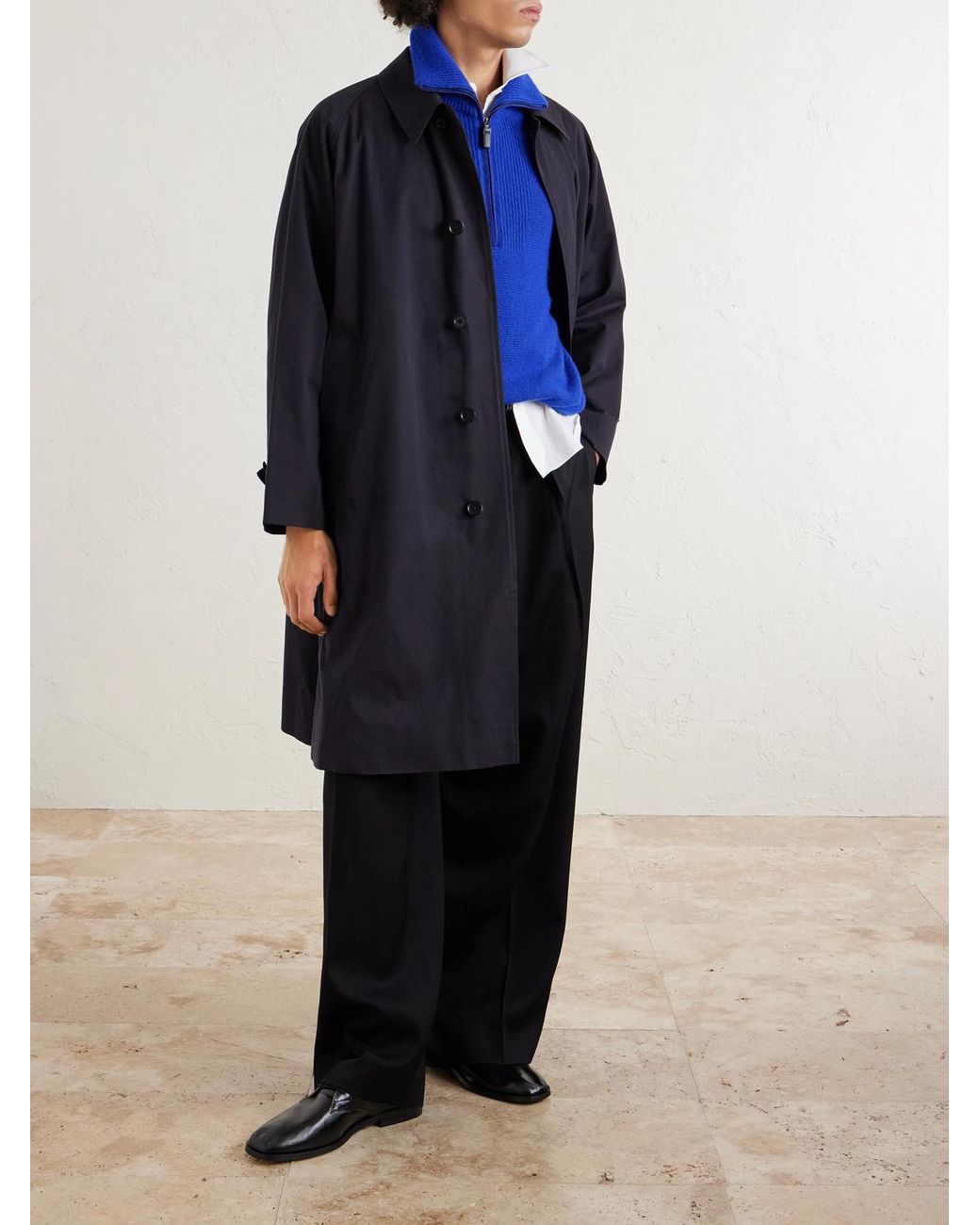 Kaptain Sunshine Blue Walker Cotton-Gabardine Coat for men