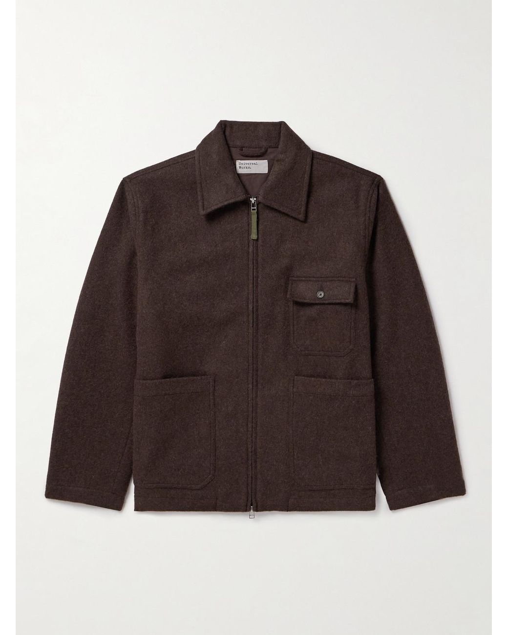 Universal Works Melton Wool-blend Jacket in Brown for Men | Lyst UK
