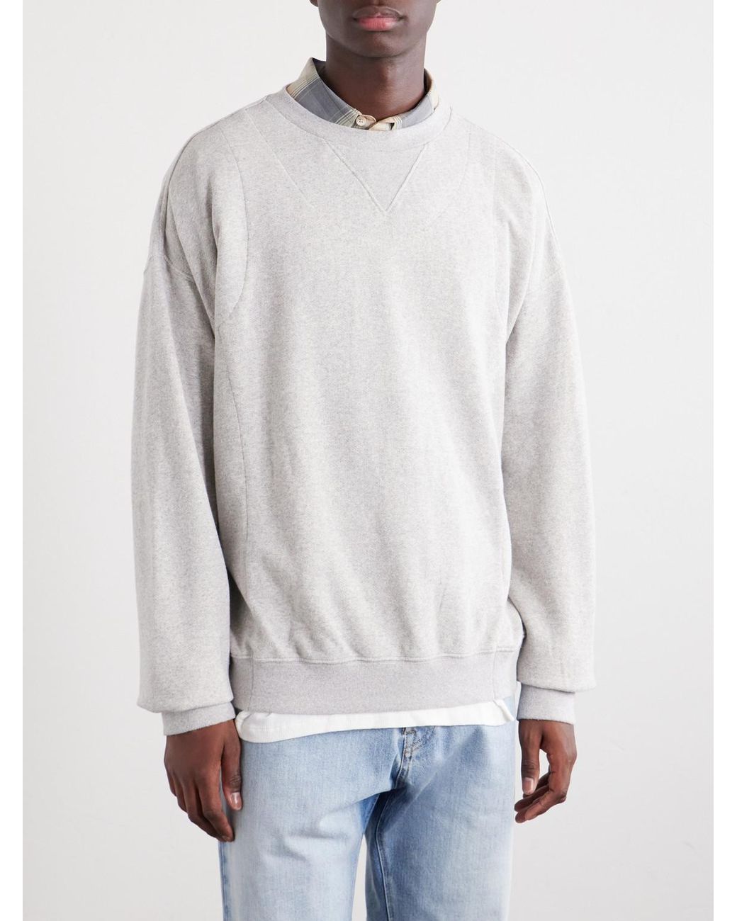 Maison Margiela White Double Layered Cotton-Fleece Sweatshirt for men