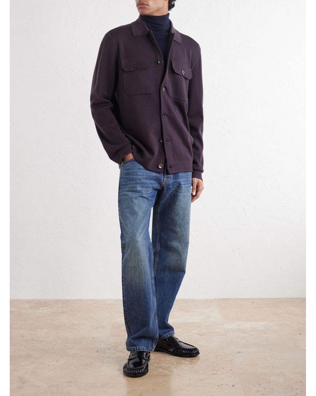 Orlebar Brown Purple Brigg Merino Wool Overshirt for men