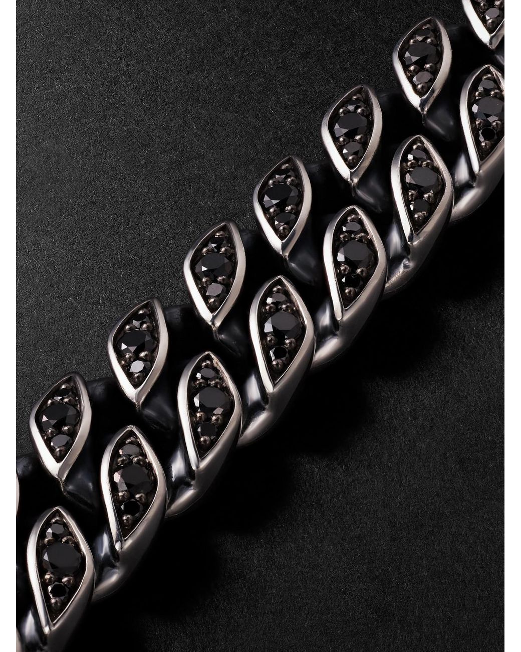 David Yurman Black Sterling Diamond Chain Bracelet for men