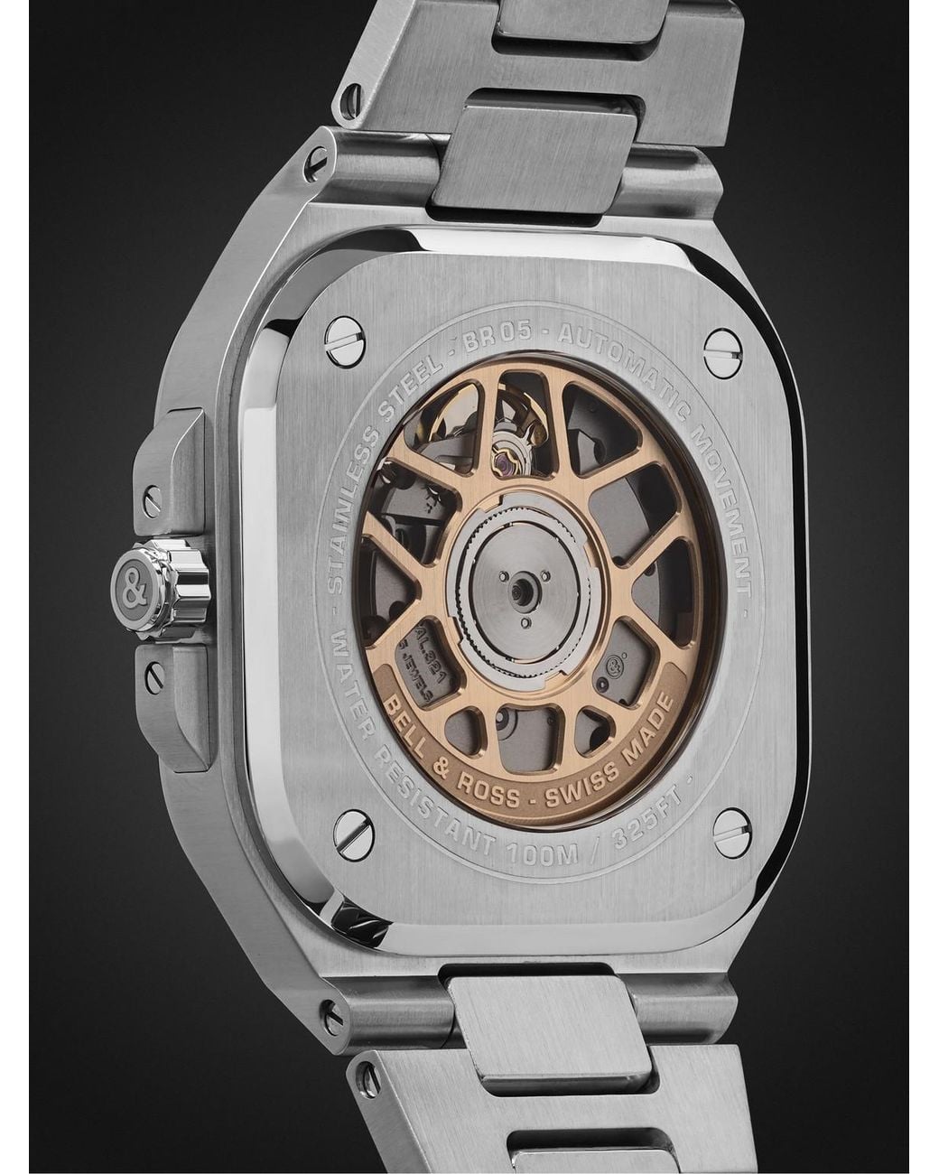 Bell & Ross Black Br 05 Steel And Automatic 18-Karat Rose And Steel Watch, Ref. Br05A-Bl-Stpg/Ssg for men