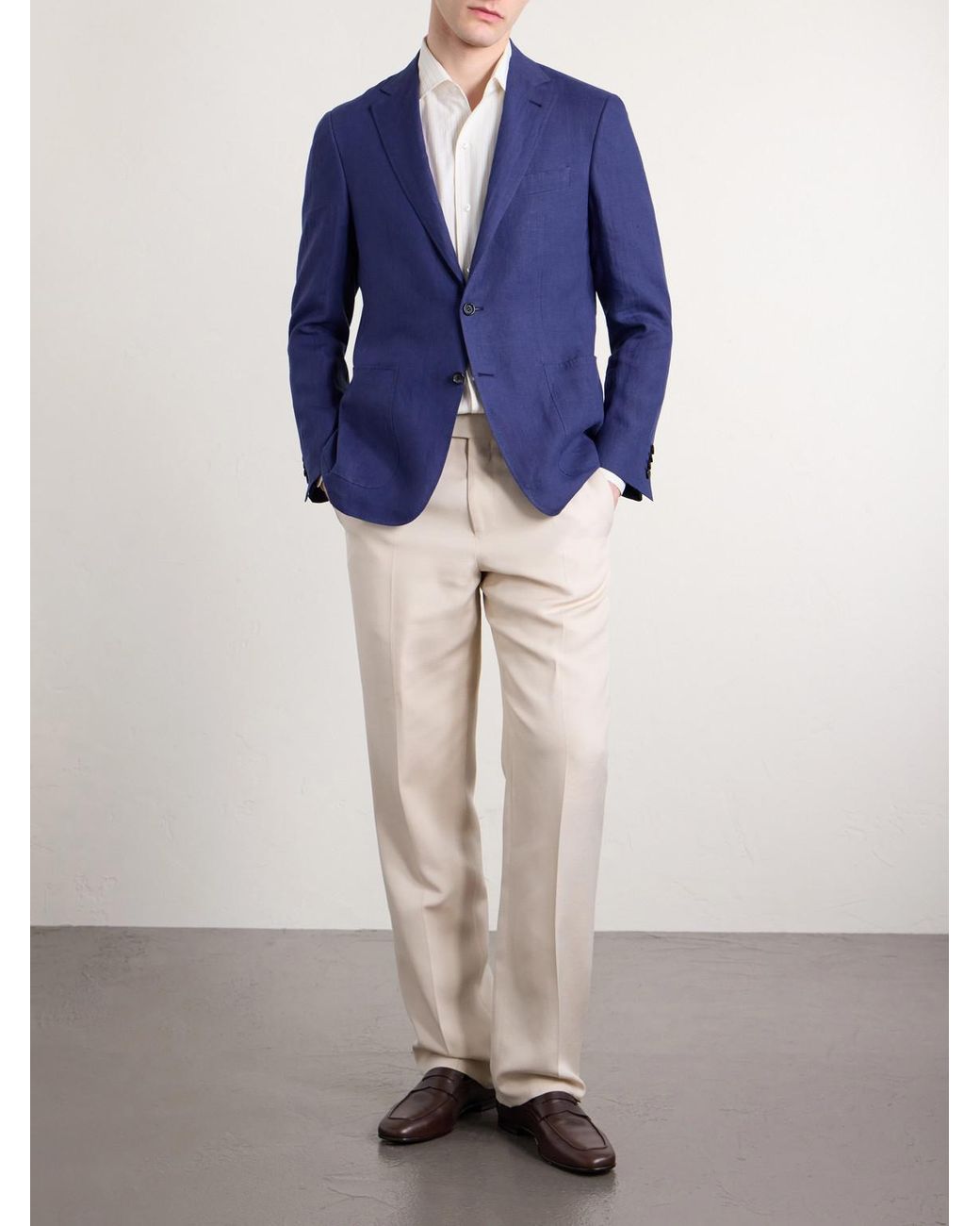 Canali Blue Kei Linen Suit Jacket for men