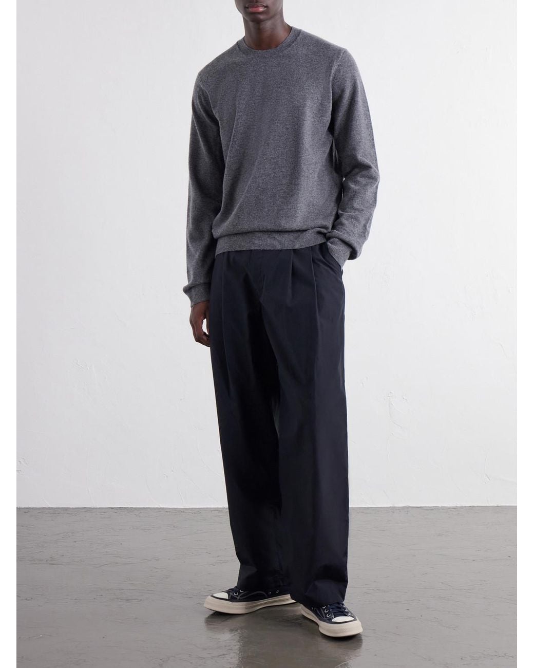 Comme des Garçons Gray Ribbed Wool Sweater for men
