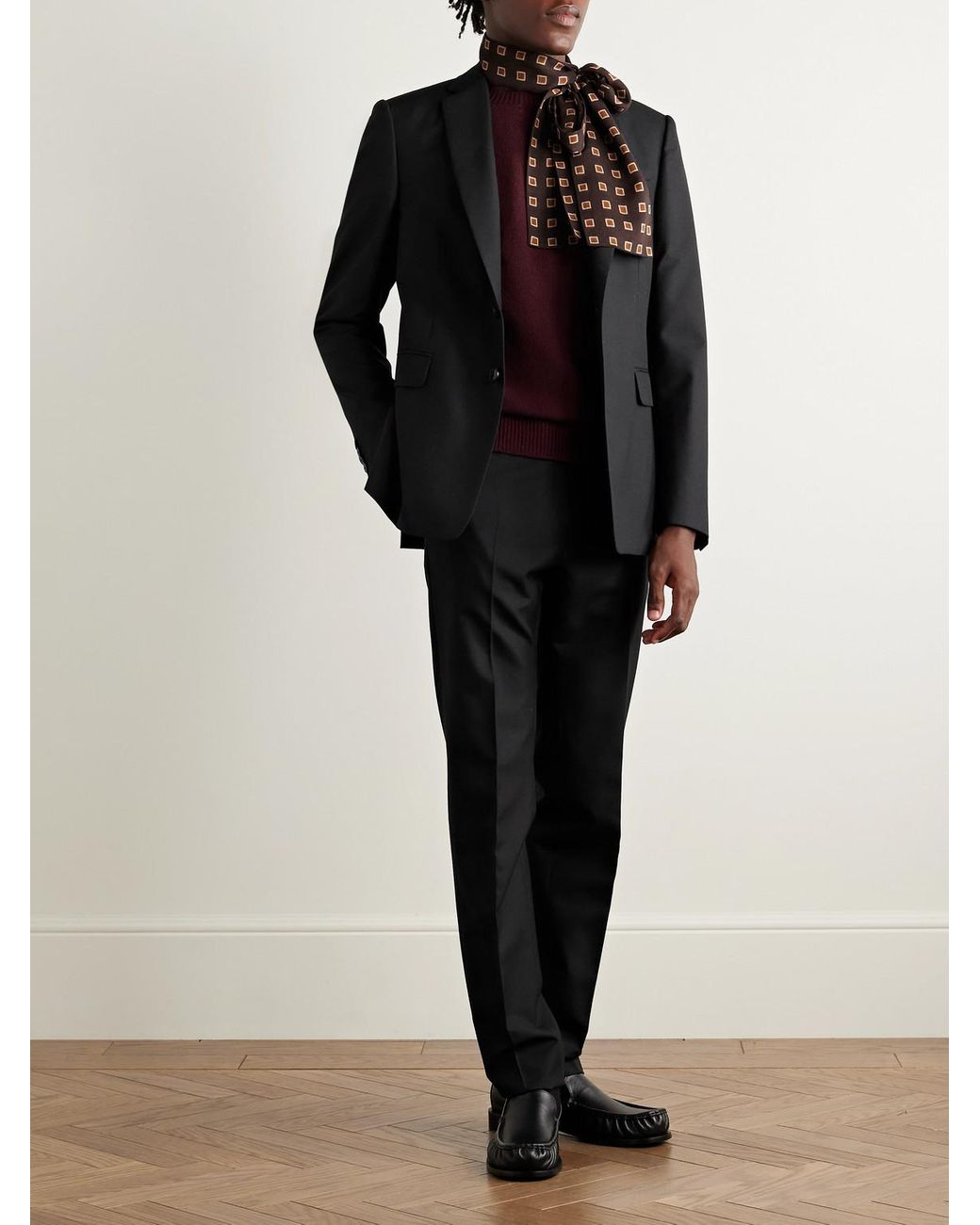 Dries Van Noten Black Slim-Fit Grain De Poudre Wool Suit for men