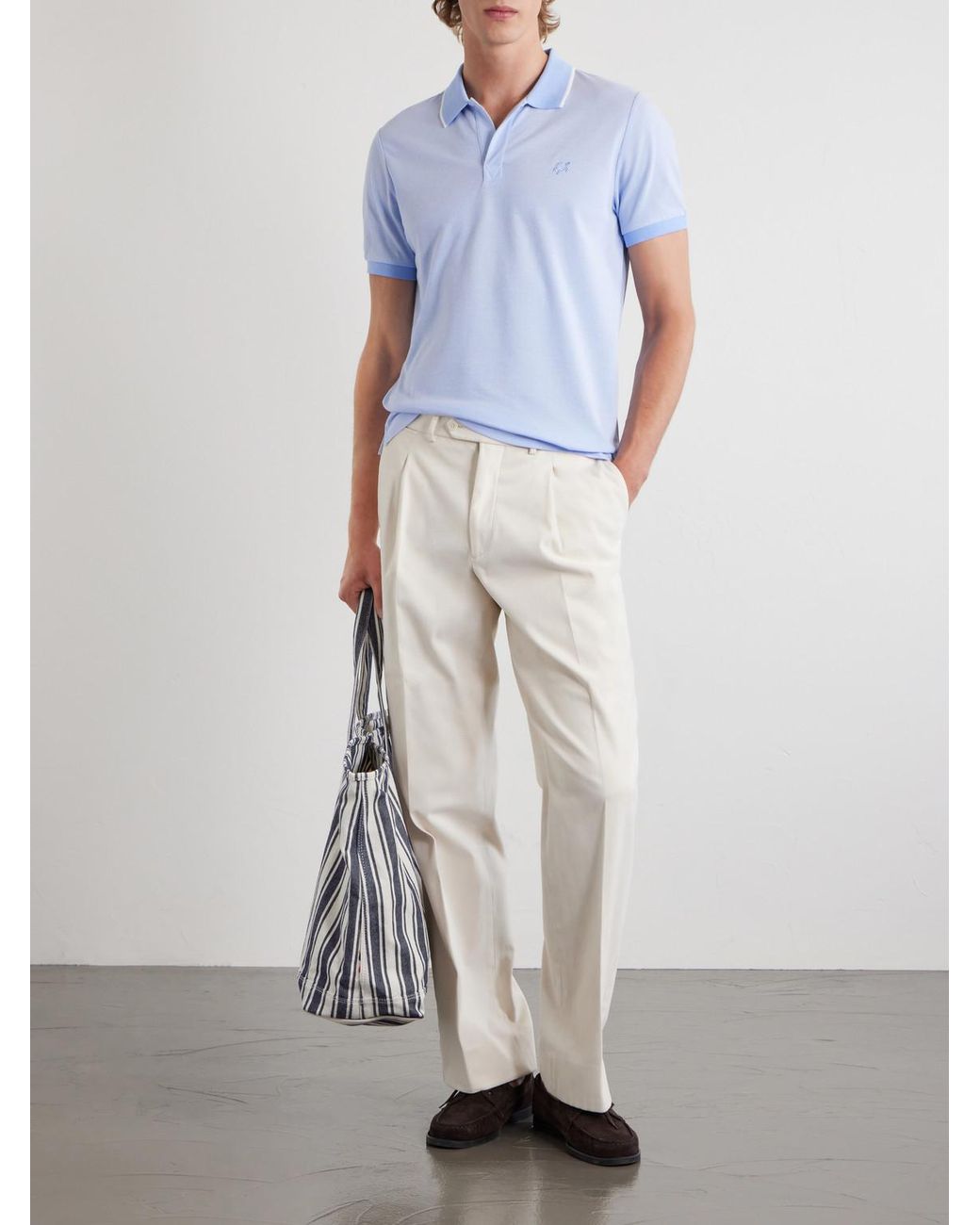 Vilebrequin Blue Palatin Cotton-Piqué Polo Shirt for men