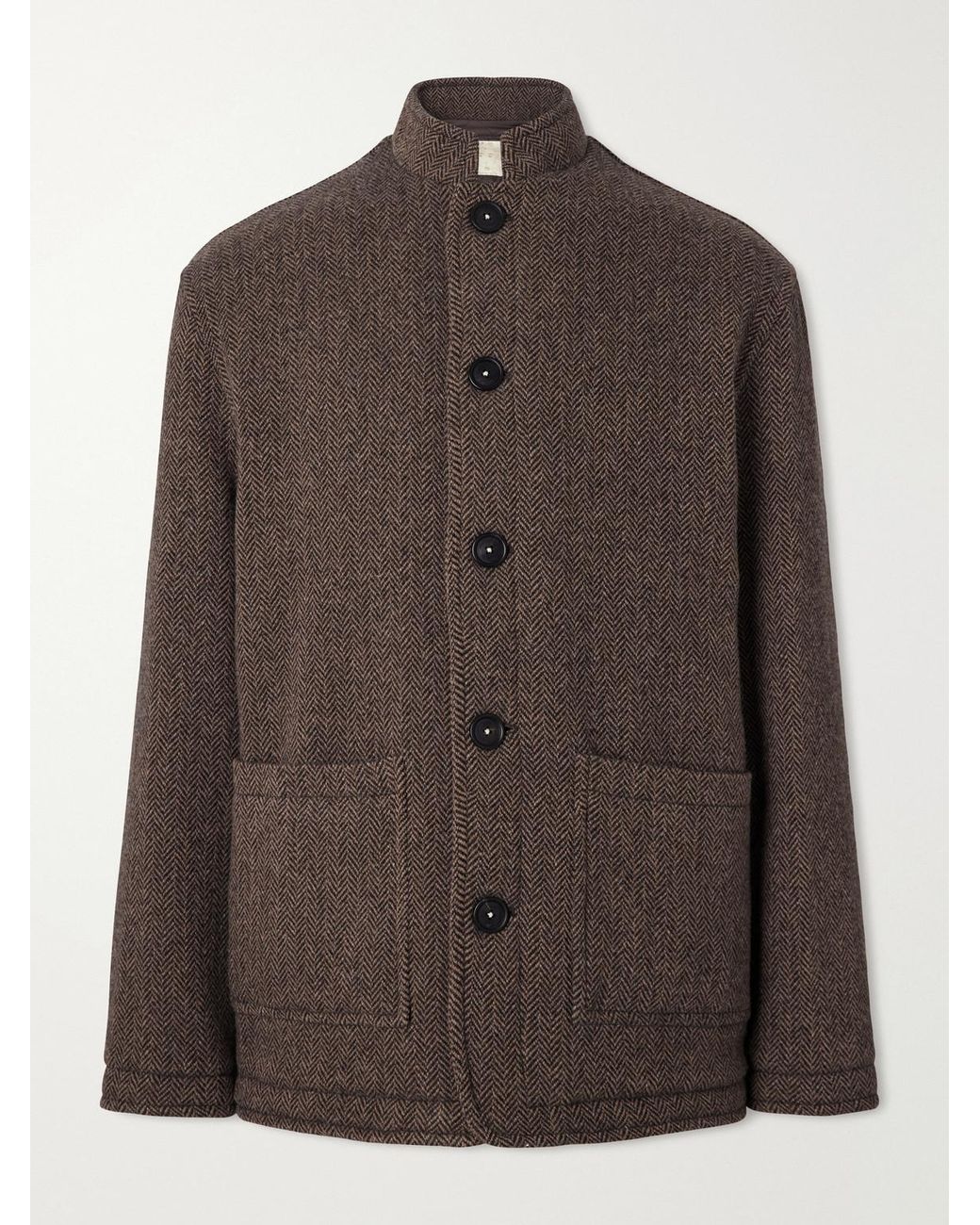 Massimo Alba Brown Chevrolet Reversible Herringbone Wool-Blend Jacket for men