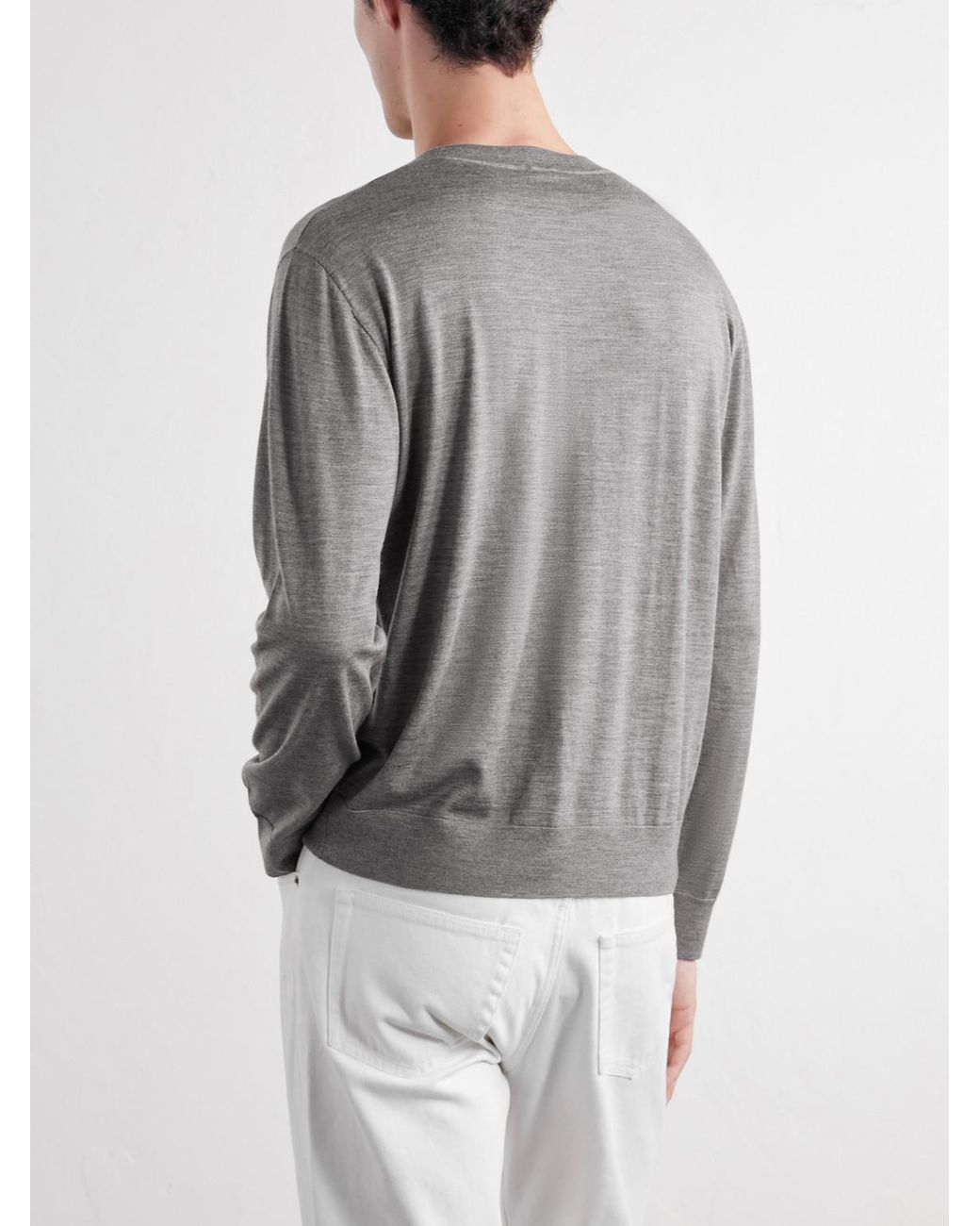 Totême  Gray Merino Wool And Silk-Blend Sweater for men