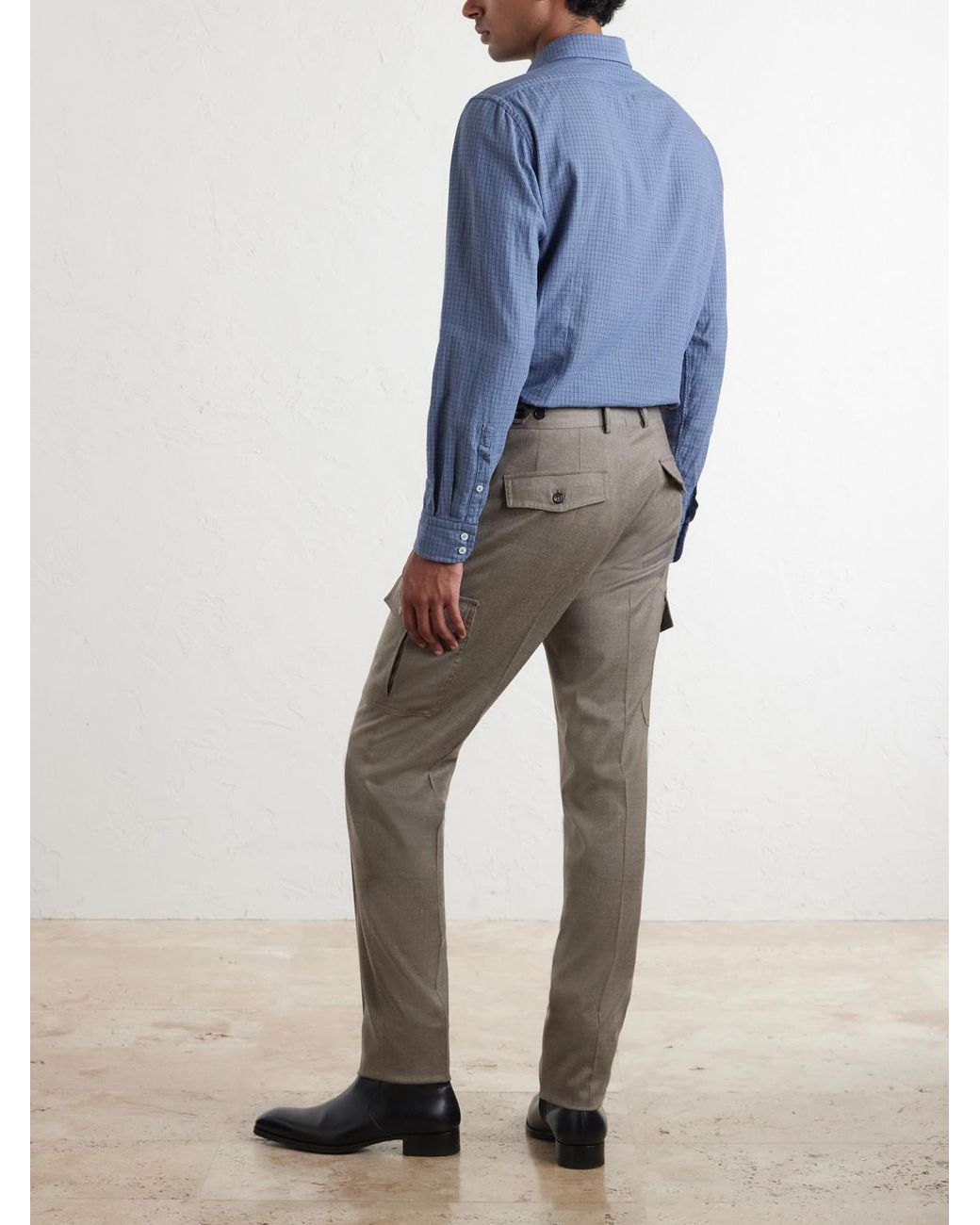 Slowear Gray Incotex Tapered Wool-Blend Flannel Trousers for men