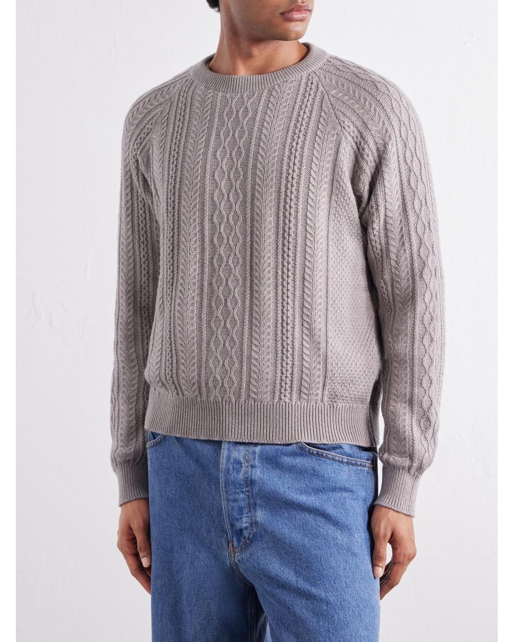 Begg x Co Natural Maytime Cable-Knit Cashmere-Blend Sweater for men