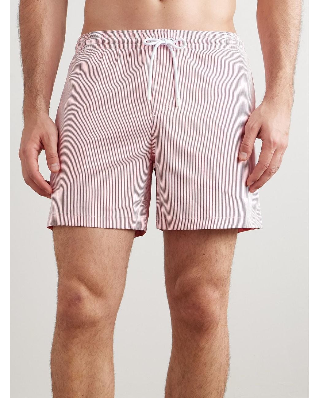 Loro Piana Pink Daneu Straight-Leg Mid-Length Striped Swim Shorts for men