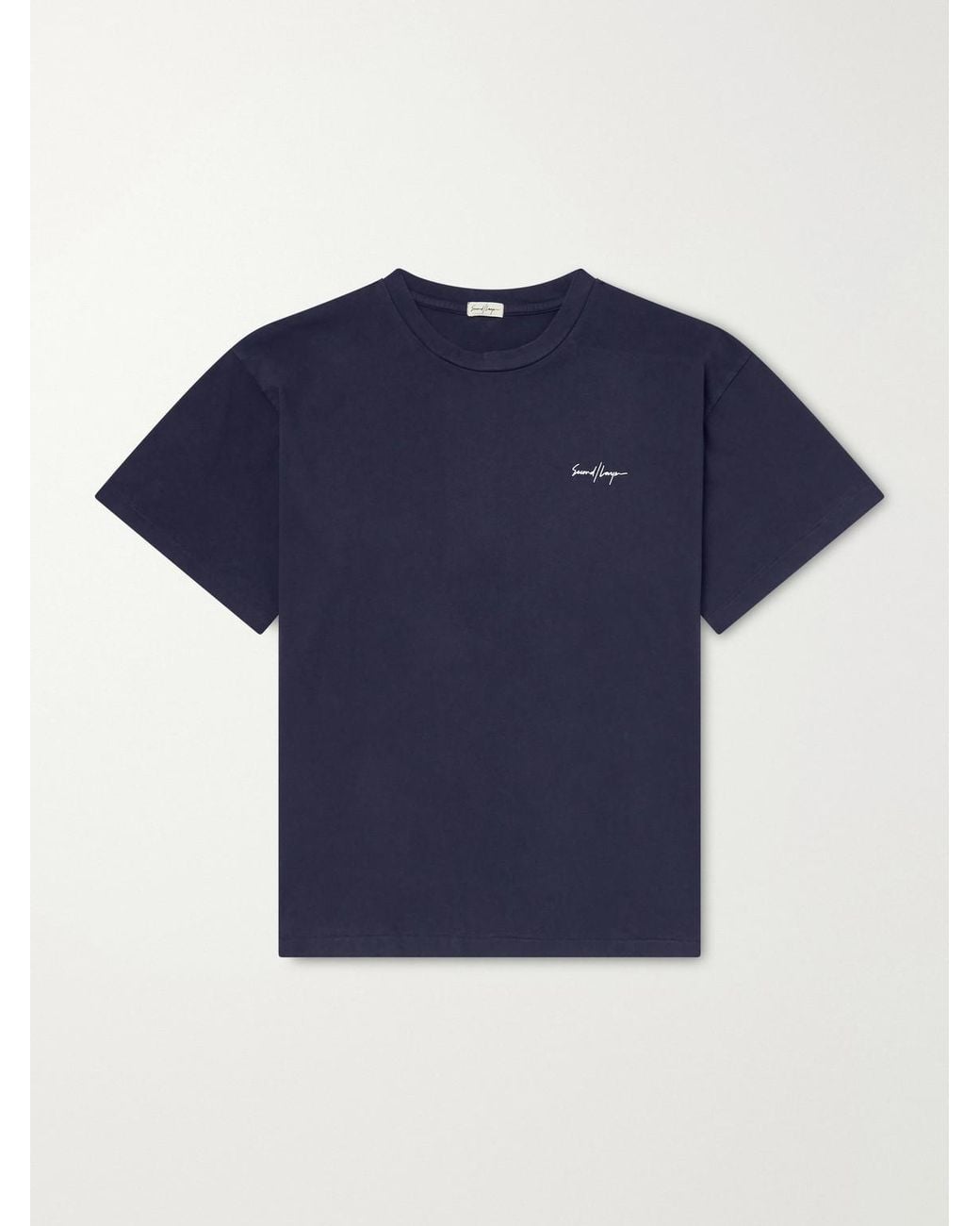Second Layer Blue Printed Cotton-Jersey T-Shirt for men