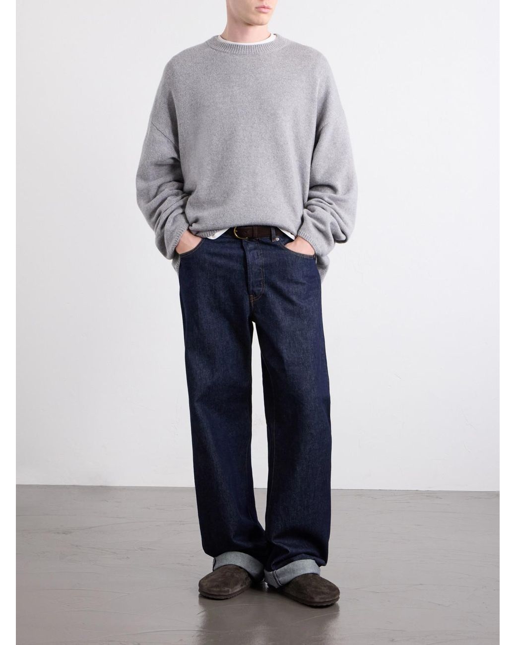 The Elder Statesman Gray Dume Brushed-cashmere Sweater for men