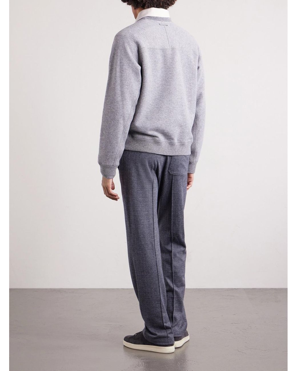 Tom Ford Gray Cashmere And Cotton-Blend Sweater for men