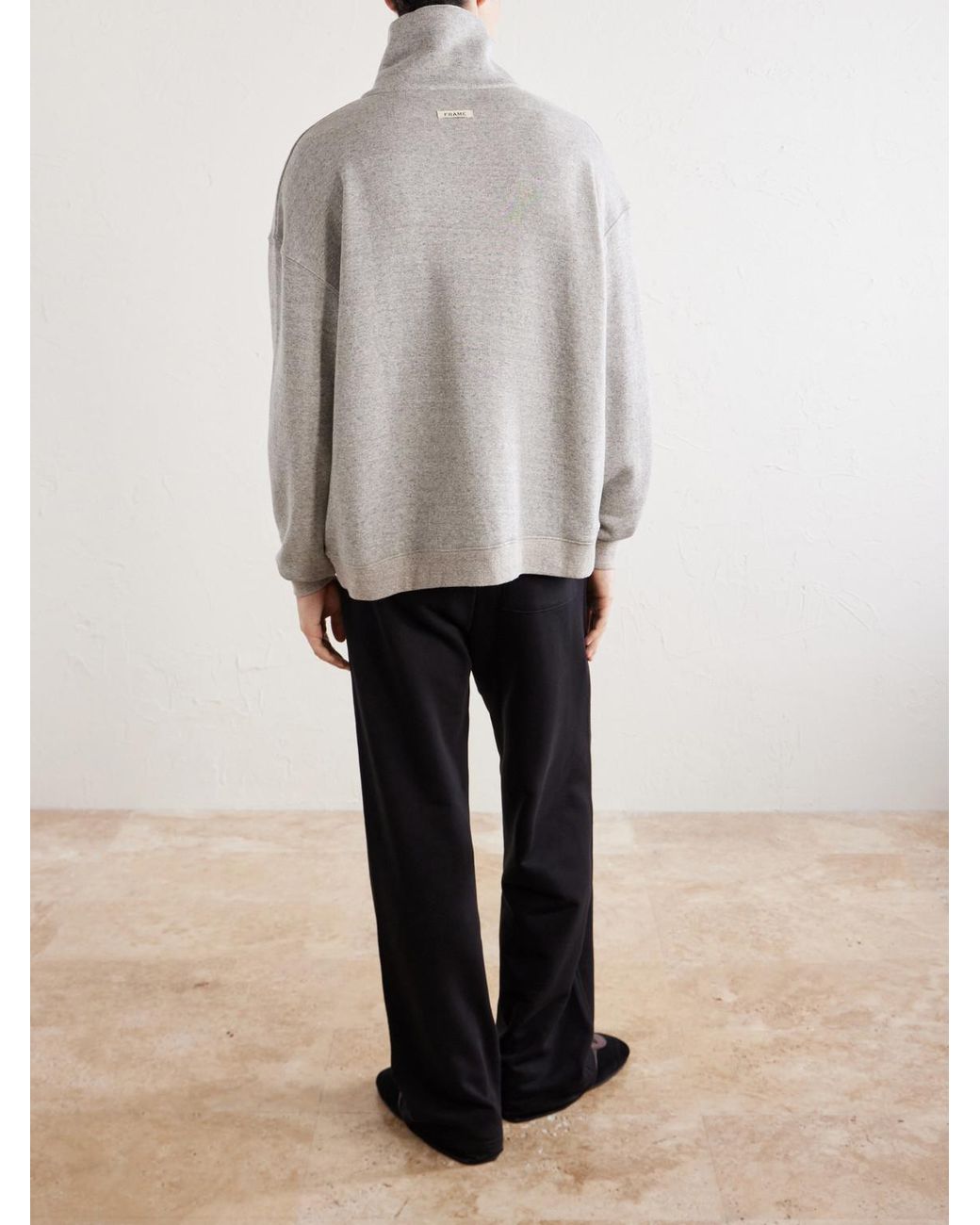 FRAME Gray Cotton And Lyocell-Blend Jersey Half-Zip Sweatshirt for men
