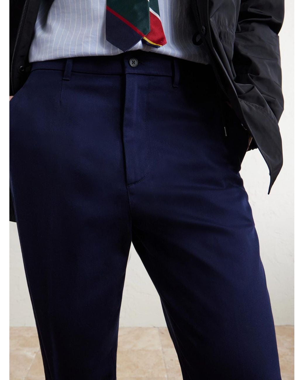Dunhill Blue Straight-Leg Cotton-Blend Twill Trousers for men