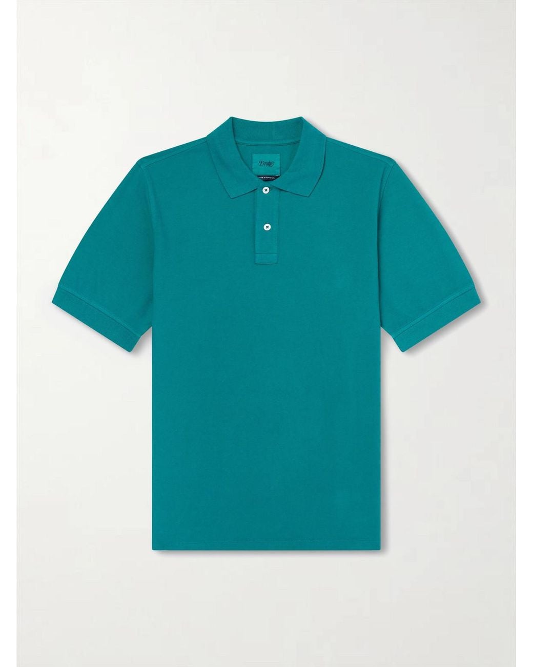Drake's Blue Garment-dyed Cotton-piqué Polo Shirt for men