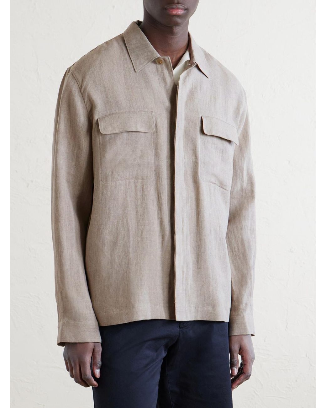 Sunspel Natural Linen Overshirt for men
