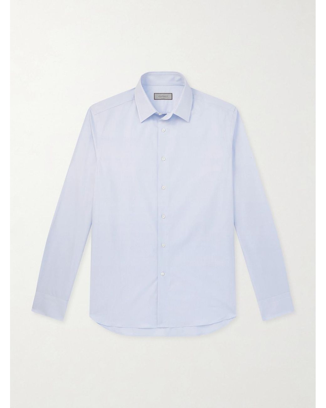 Canali White Impeccabile Classic-Collar Cotton-Poplin Shirt for men
