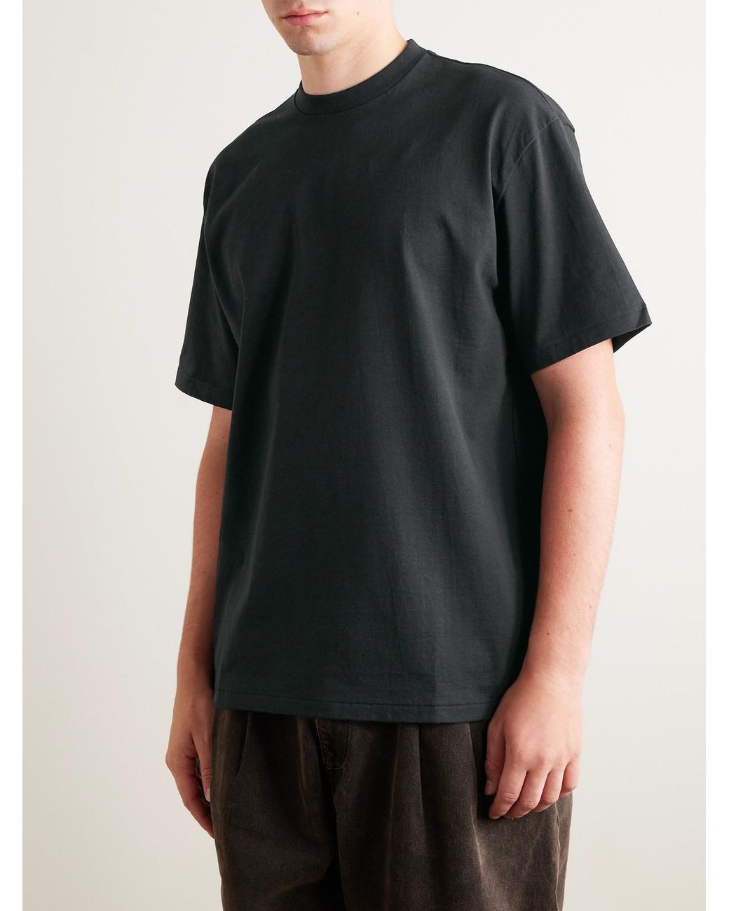 A.PRESSE Black Heavy Weight Cotton-Jersey T-Shirt for men
