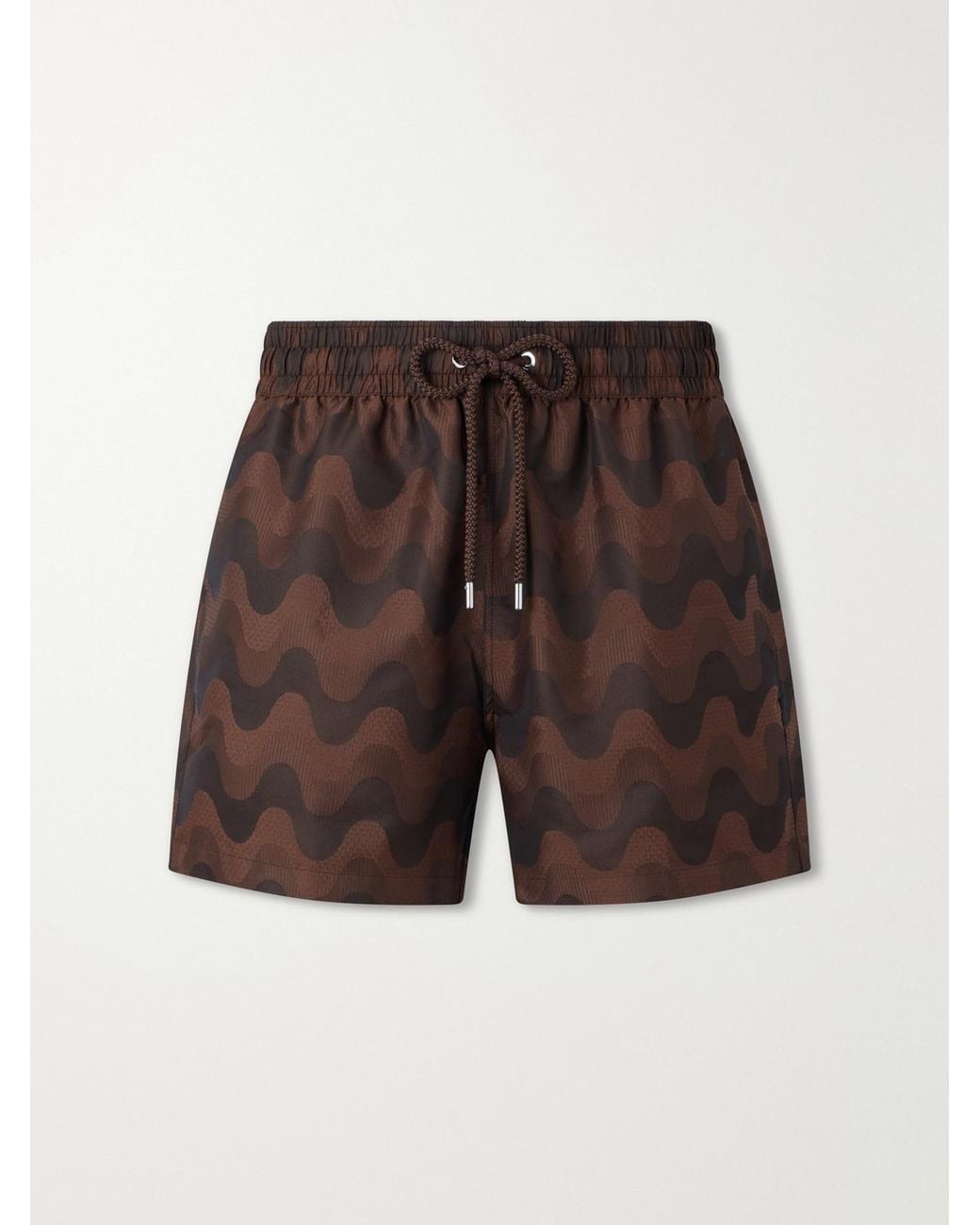 Frescobol Carioca Brown Rio Straight-leg Mid-length Printed Jacquard Swim Shorts for men