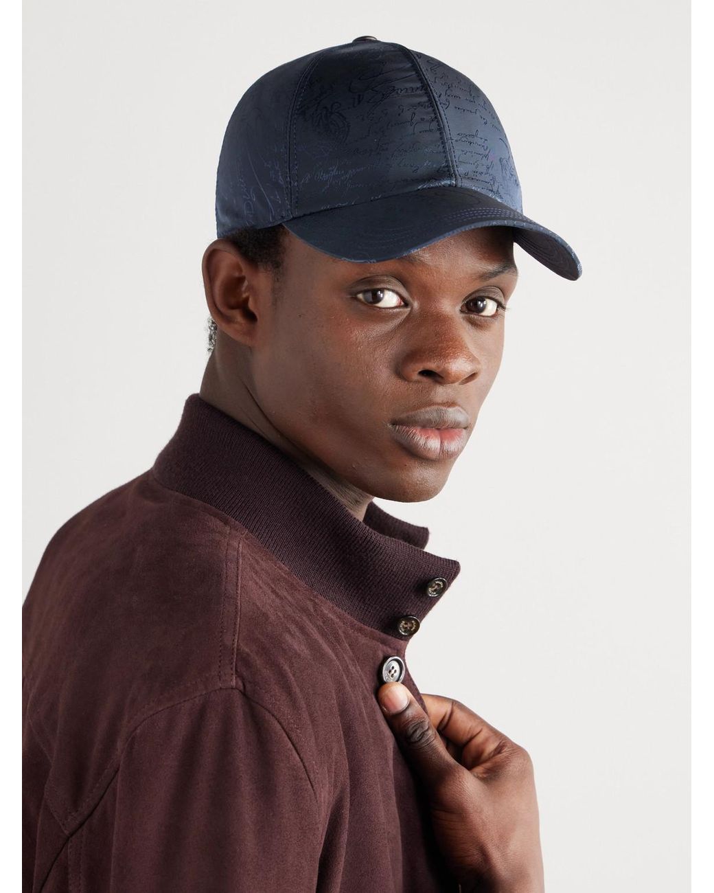 Berluti Blue Scritto-Jacquard Twill Baseball Cap for men