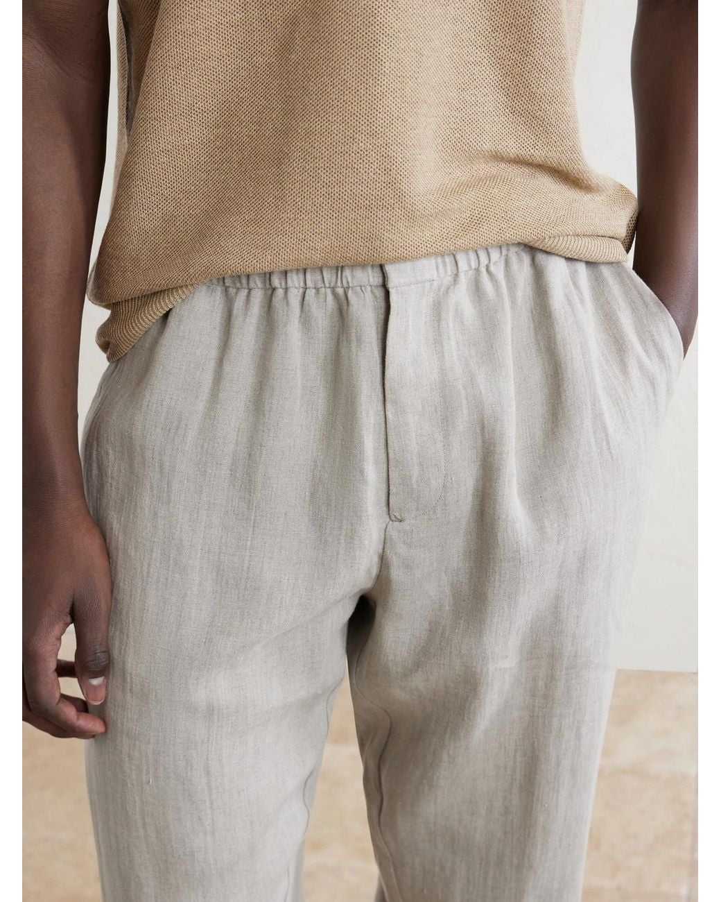 Sunspel White Slim-Fit Straight-Leg Linen Trousers for men