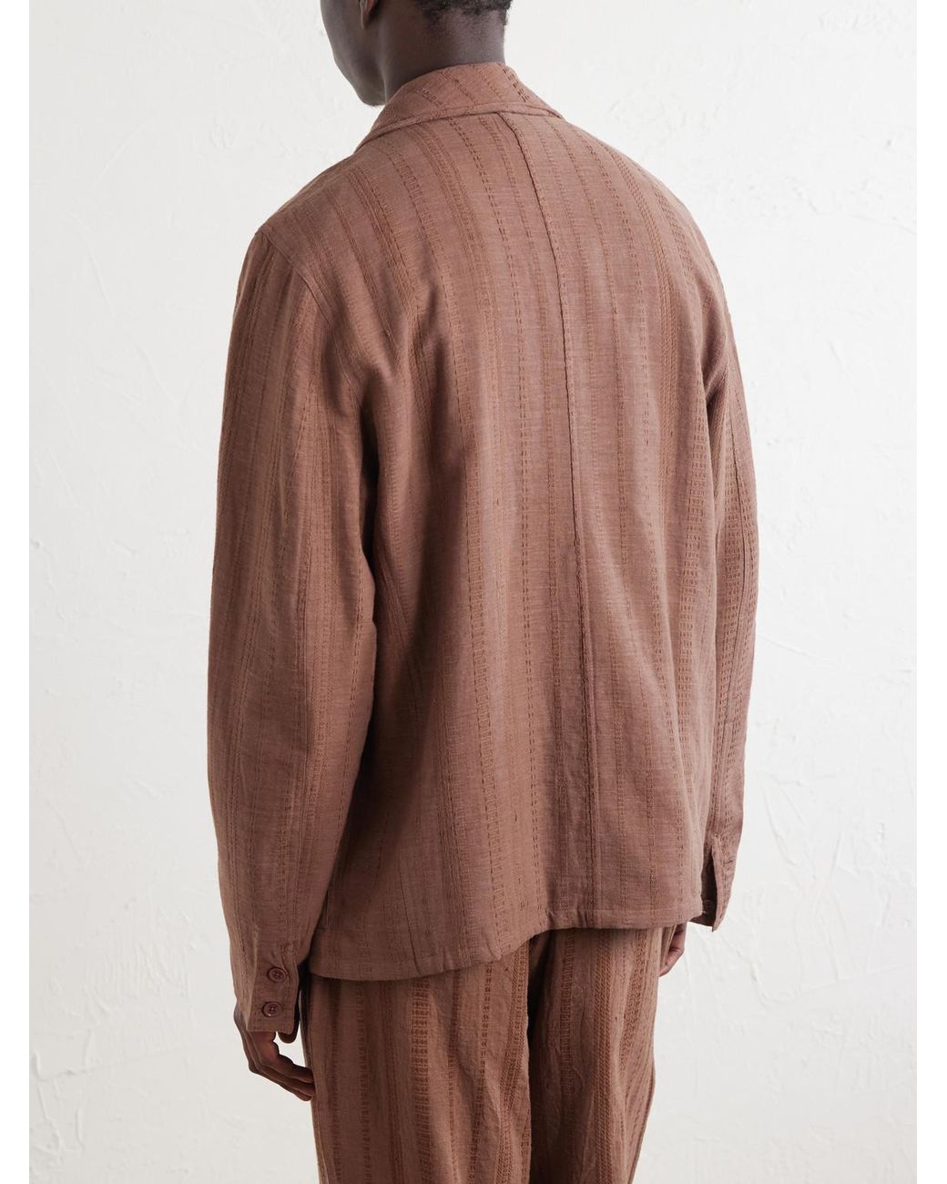 Kardo Brown Somesh Cotton-Jacquard Suit Jacket for men