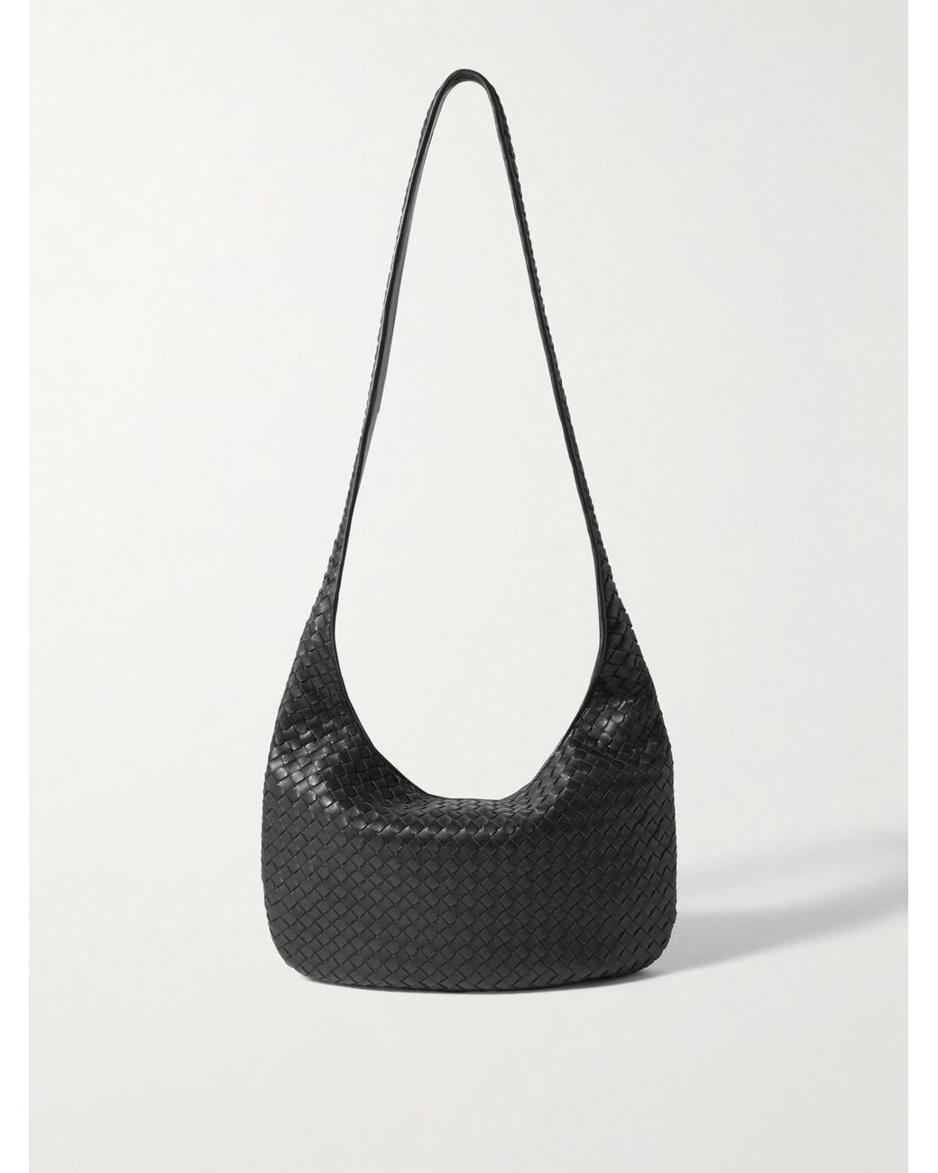 Bottega Veneta Black Intrecciato Leather Messenger Bag for men