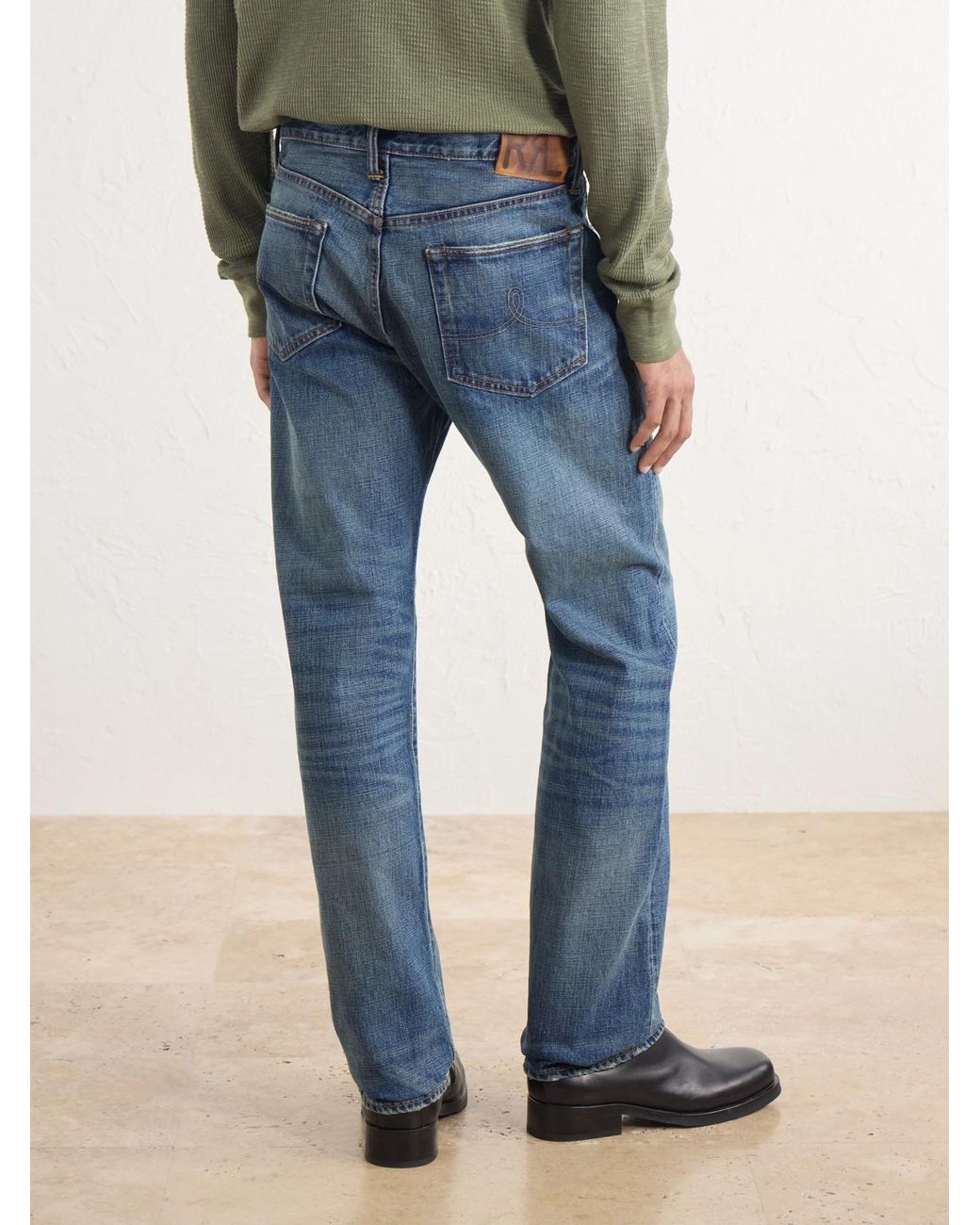 RRL Blue Straight-leg Selvedge Jeans for men