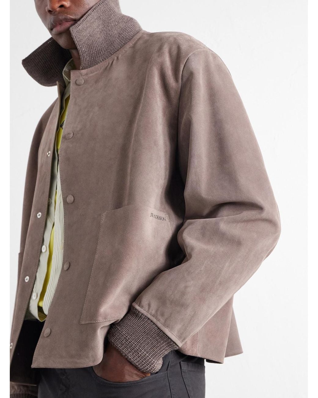 J.W. Anderson Brown Wool-Trimmed Suede Jacket for men