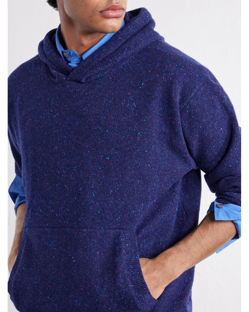 Begg x Co Blue Brennan Cashmere Hoodie for men