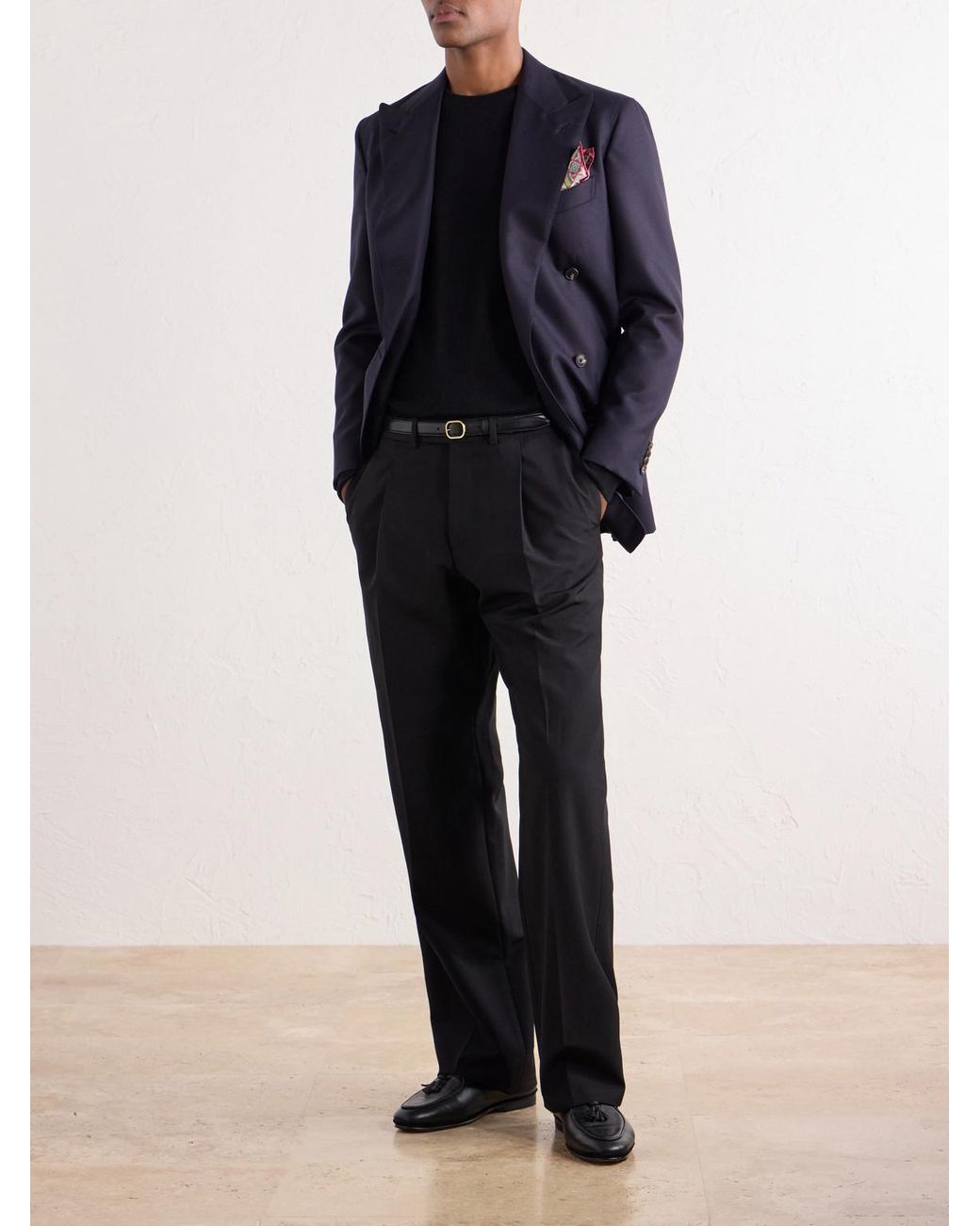 Rubinacci Blue Cashmere Sweater for men
