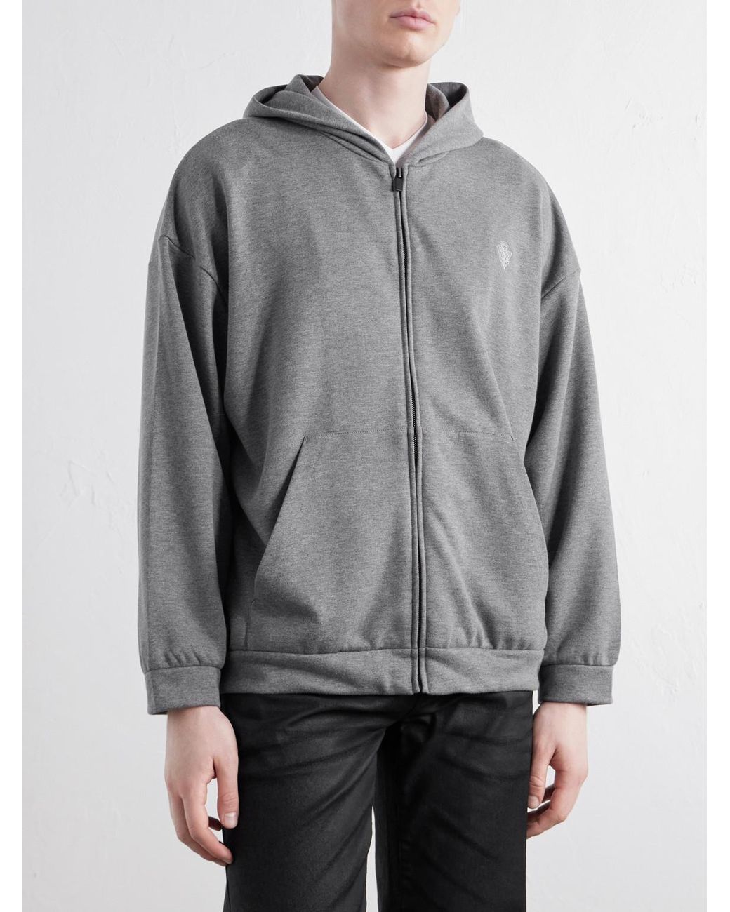 Gucci Gray Logo-Embroidered Cotton And Cashmere-Blend Jersey Zip-Up Hoodie for men
