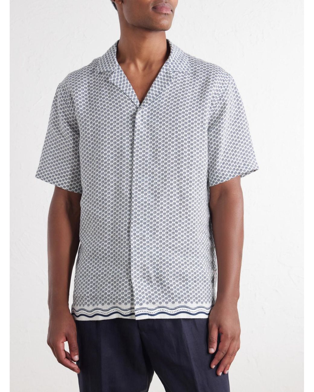 Orlebar Brown Gray Maitan Printed Linen Shirt for men