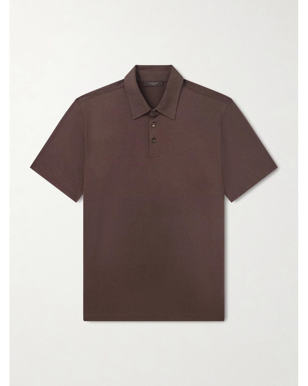 Slowear Brown Cotton And Silk-Blend Jersey Polo Shirt for men