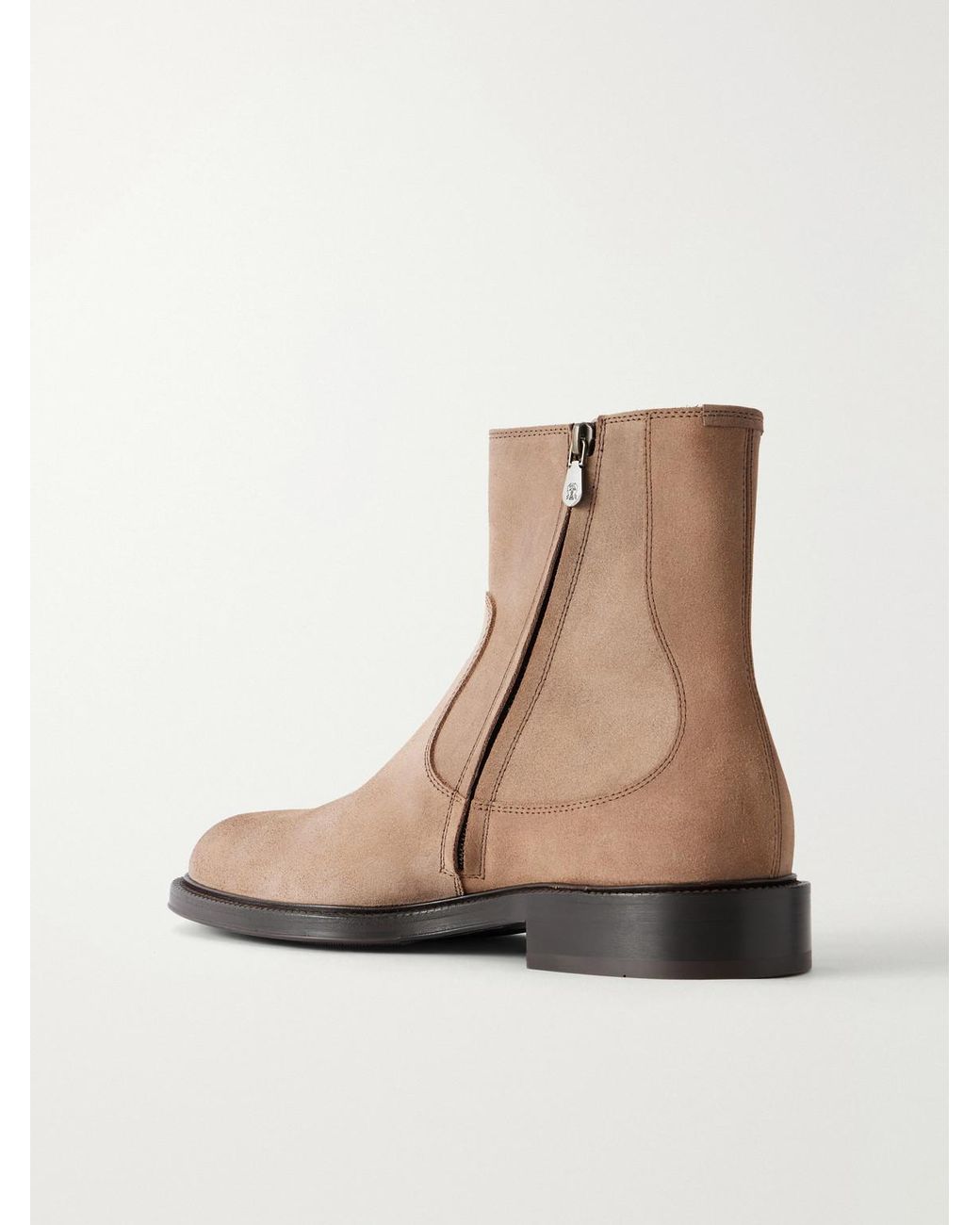 Brunello Cucinelli Natural Waxed Suede Chelsea Boots for men