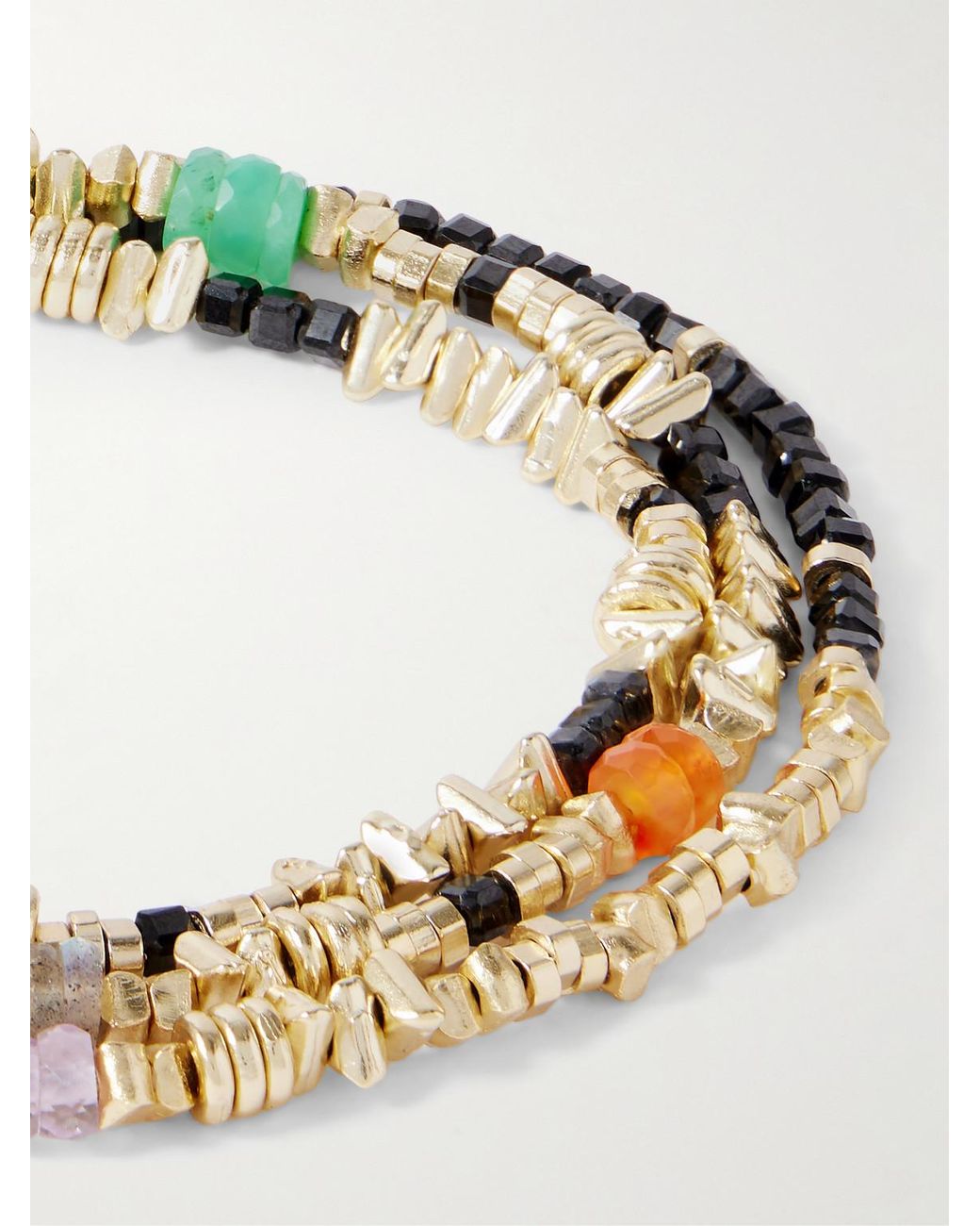 Peyote Bird Metallic Como 14-karat Gold-plated Multi-stone Beaded Bracelet for men