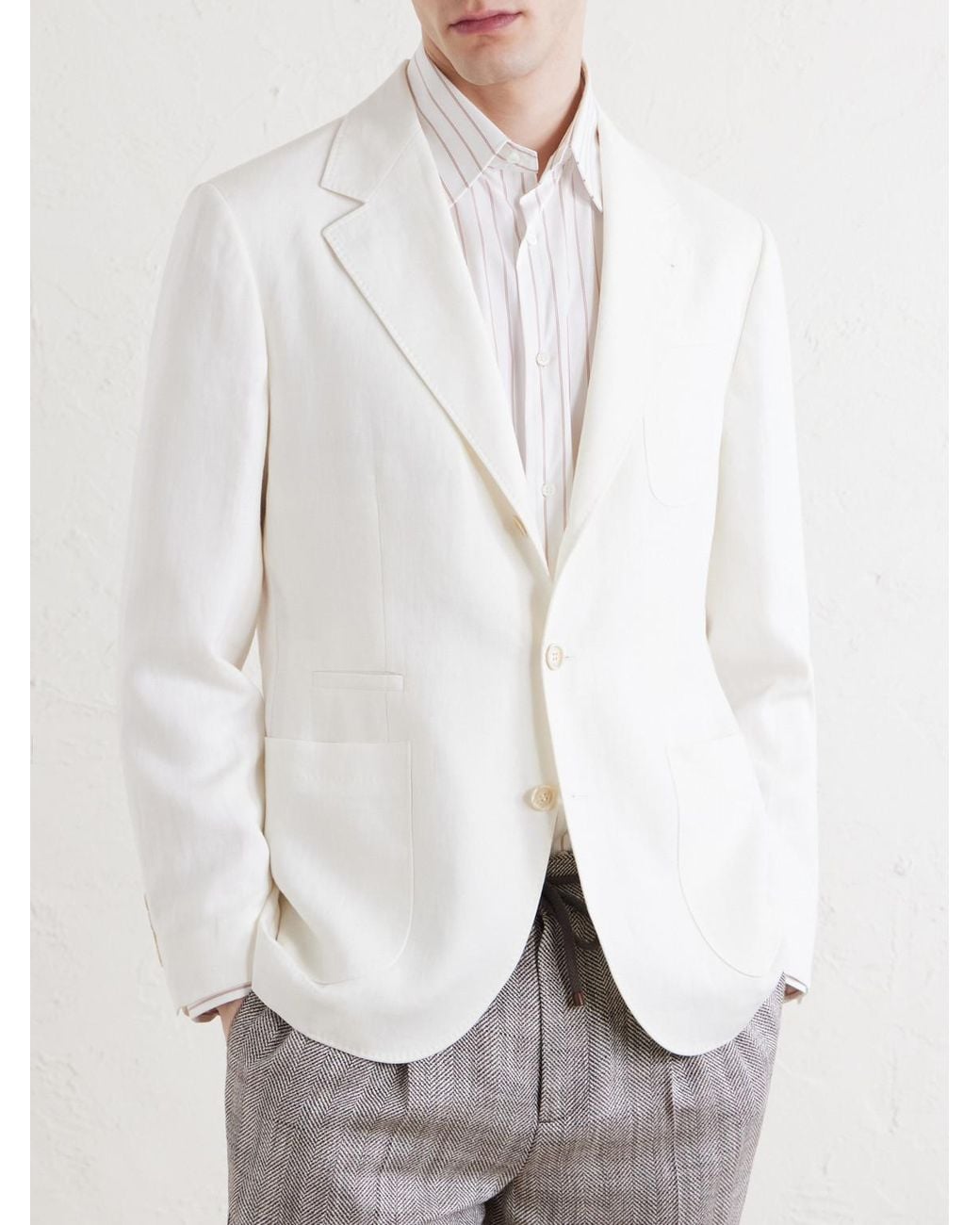 Brunello Cucinelli White Linen Blazer for men