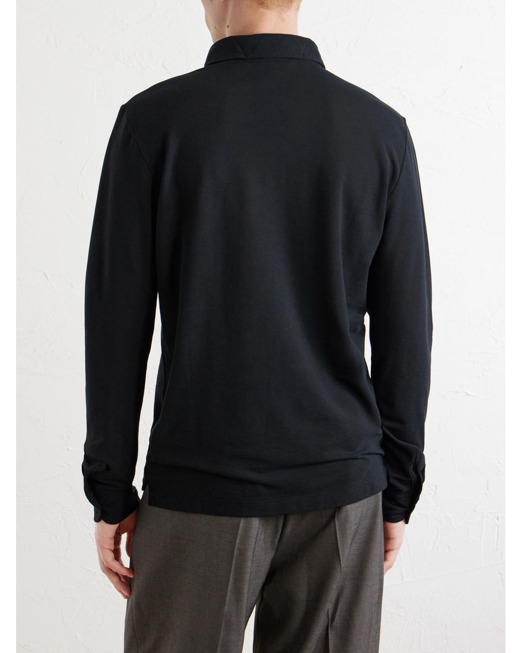 Slowear Black Zanone Slim-Fit Flexwool Polo Shirt for men