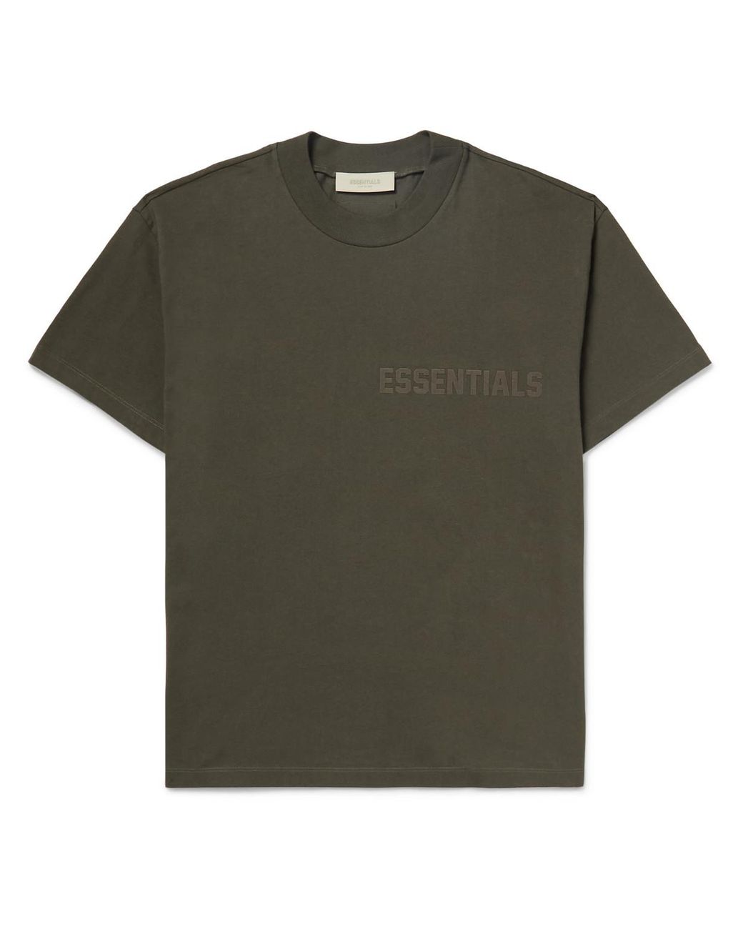 Fear of God ESSENTIALS Logoflocked Cottonjersey Tshirt in Green for