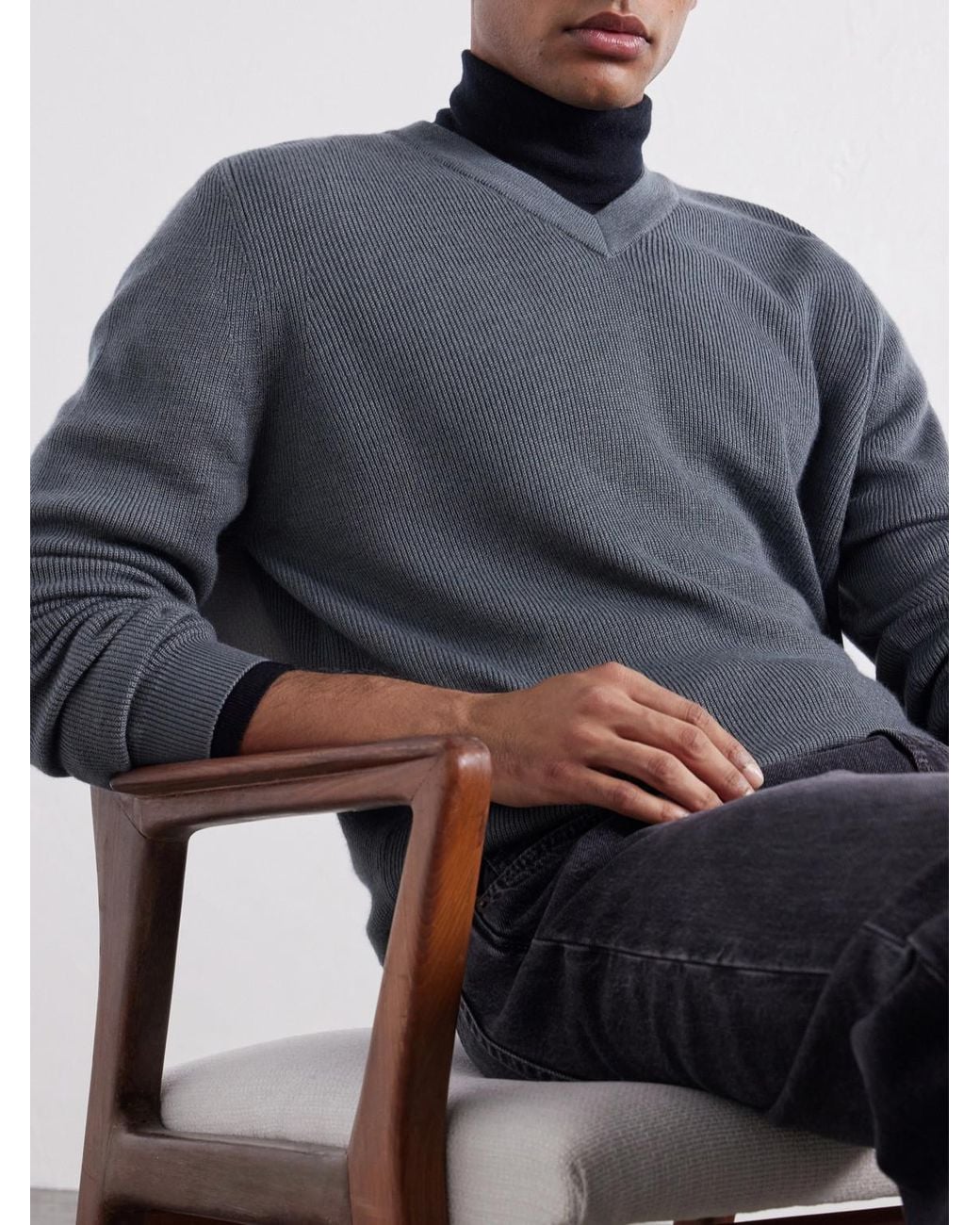 Begg x Co Blue Adrien Cashmere Sweater for men