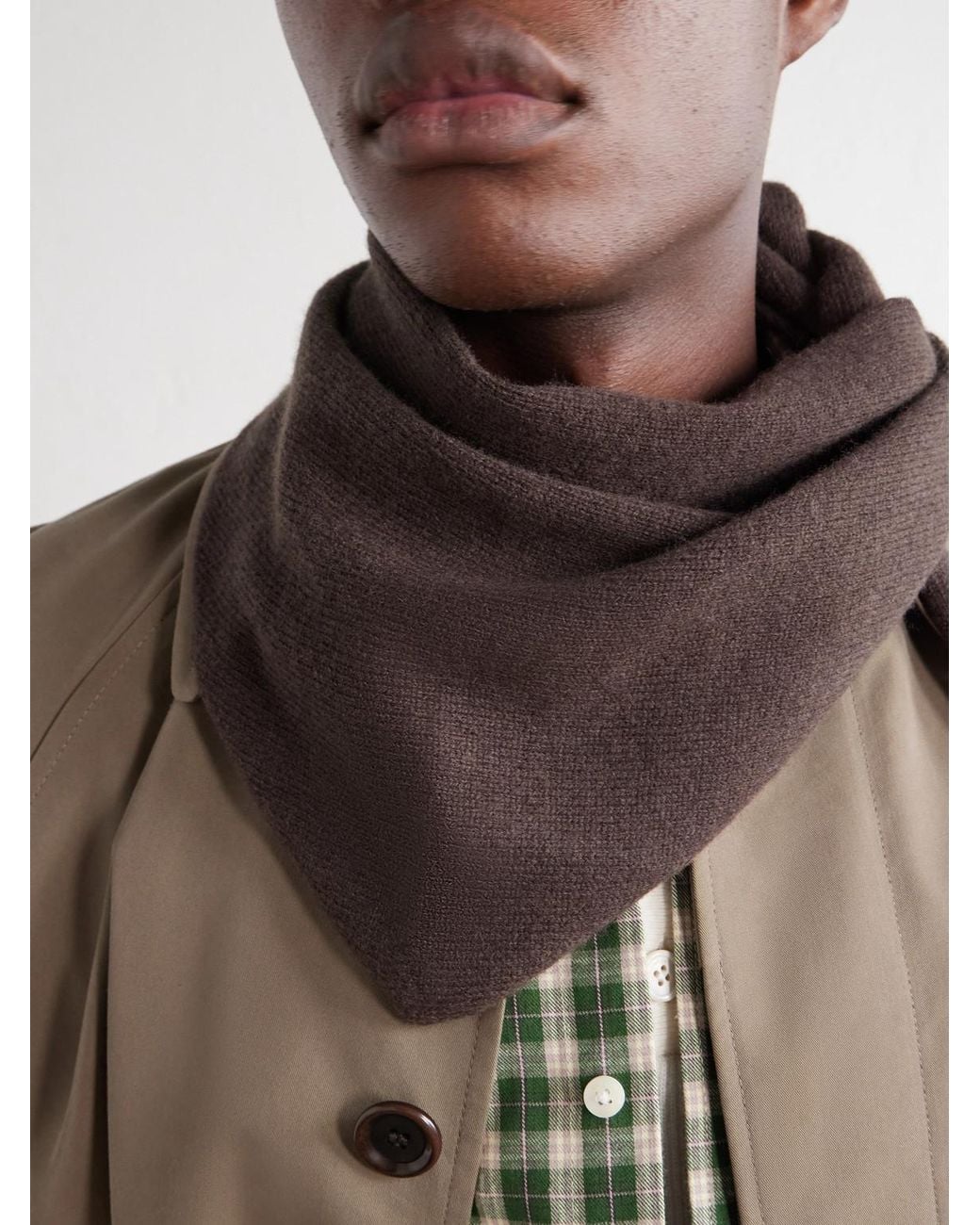 NN07 Brown Triangle 6623 Wool Scarf for men