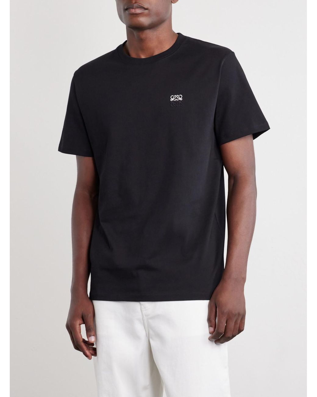 Loewe Black Anagram-Embroidered Cotton-Jersey T-Shirt for men