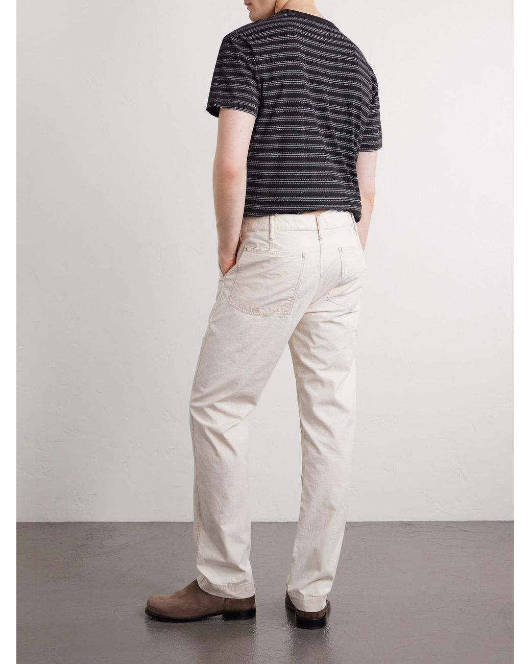 RRL White Straight-Leg Paint-Splattered Cotton-Canvas Trousers for men