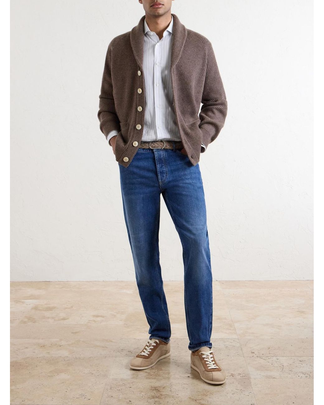 Brunello Cucinelli Brown Cashmere Cardigan for men