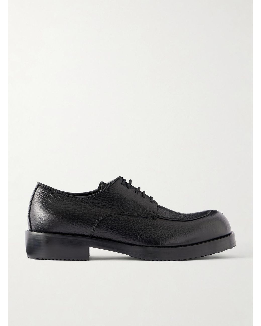 Dries Van Noten Black Textured-leather Derby Shoes for men