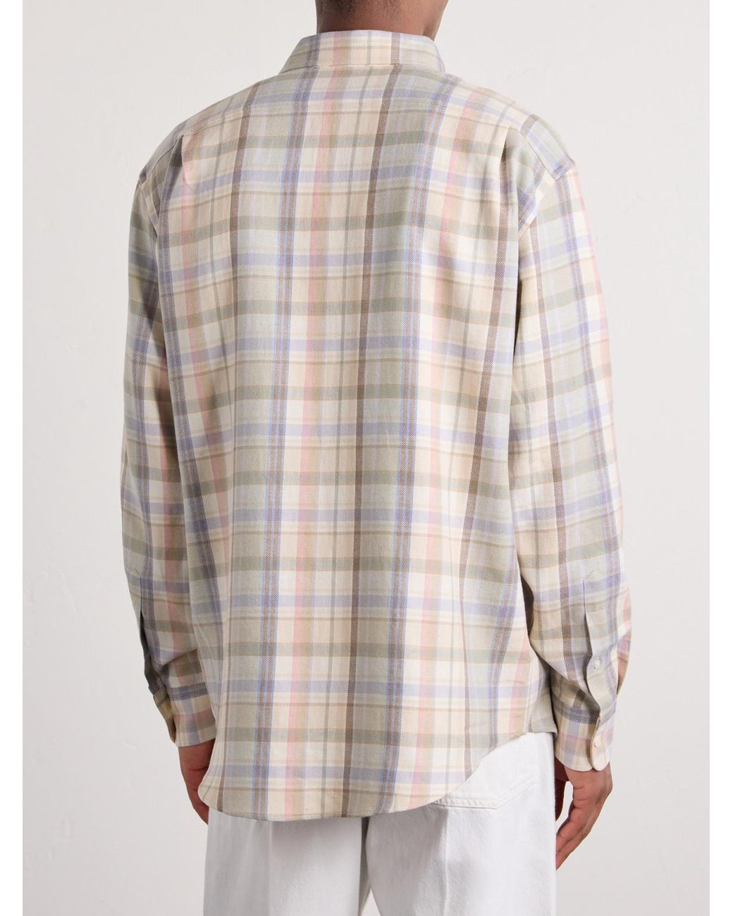 Ralph Lauren White Checked Hemp And Cotton-Blend Twill Shirt for men