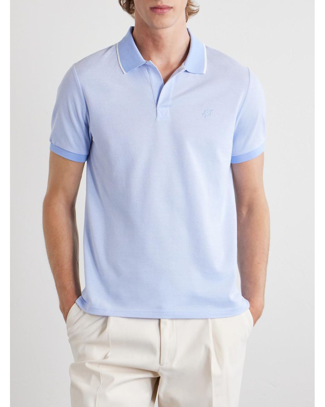 Vilebrequin Blue Palatin Cotton-Piqué Polo Shirt for men