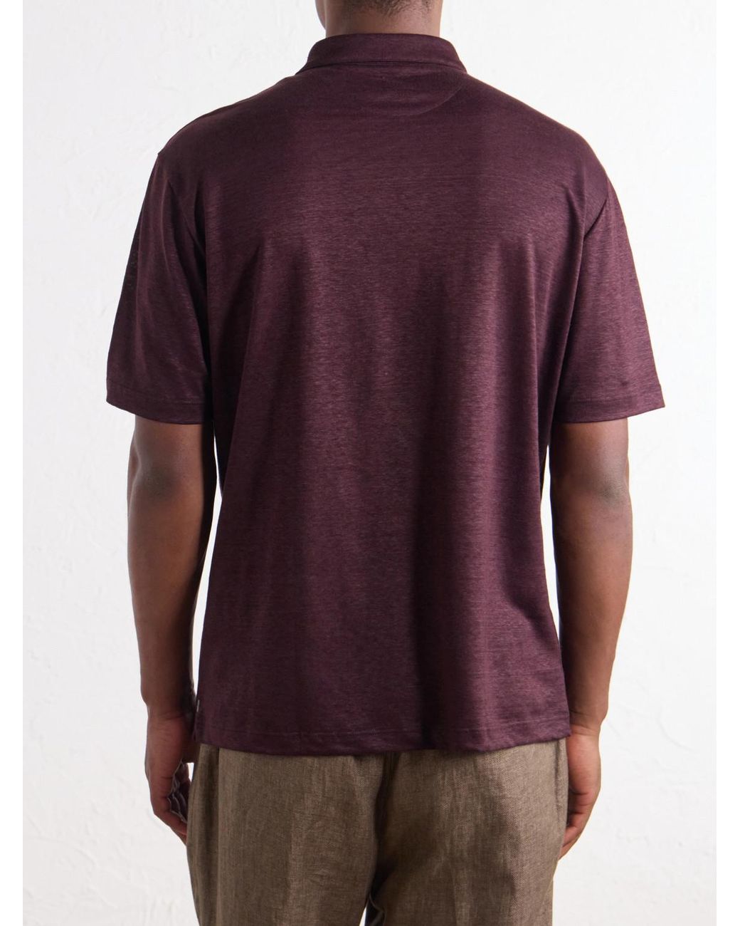 Eleventy Purple Linen-Jersey Polo Shirt for men